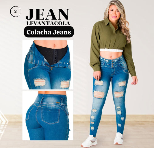 Jeans con faja roturas